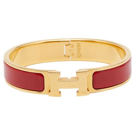 hermes red and gold h bracelet